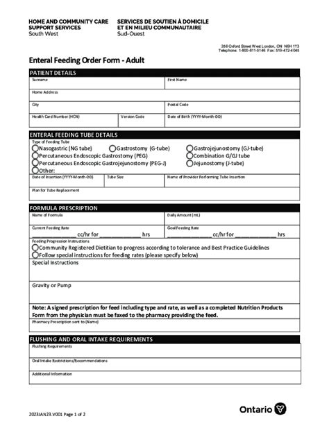 Fillable Online Enteral Feeding Order Form Adult Fax Email Print