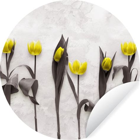 WallCircle Muurstickers Behangcirkel Bloemen Tulpen Marmer