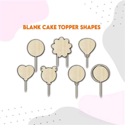 Blank Cake Topper Shapes Are Shown On A White And Pink Background With