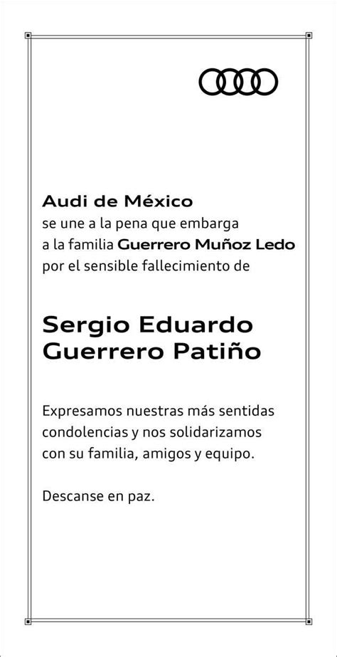 Señor Sergio Eduardo Guerreo Patiño Obituario Esquela