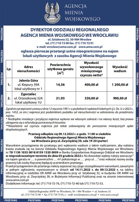 Dyrektor Oddzia U Regionalnego Amw We Wroc Awiu Og Asza Pierwsze Ustne