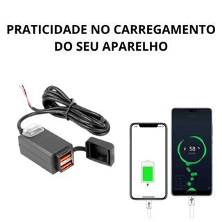 Tomada Carregador Usb Para Moto Qc O Liga Desliga Retrovisor