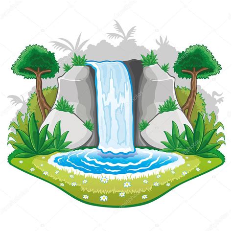 Illustration of cartoon waterfall. — Stock Vector © taronin #30363629