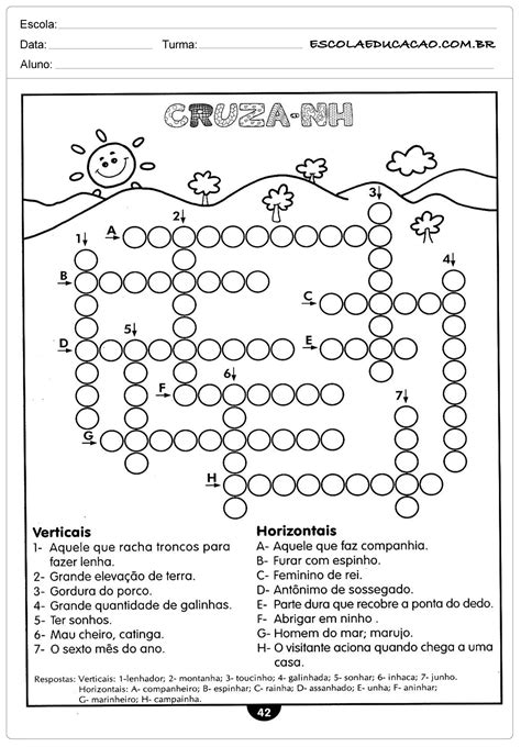 Atividade Cruzadinha Ano Librain