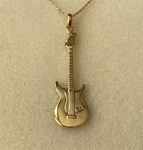 18ct Gold Over Sterling Silver Electric Guitar Pendant Necklace Etsy