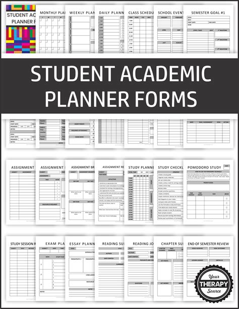 Student Planner Pdf Forms And Lists Your Therapy Source