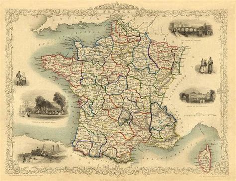 France Map Old Map Of France Giclee Reproduction 16 X 21