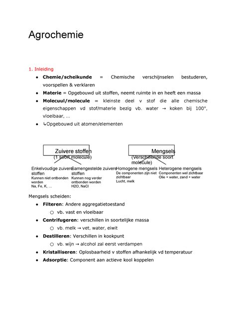 Agrochemie Samenvatting Agrochemie Inleiding Chemie Scheikunde