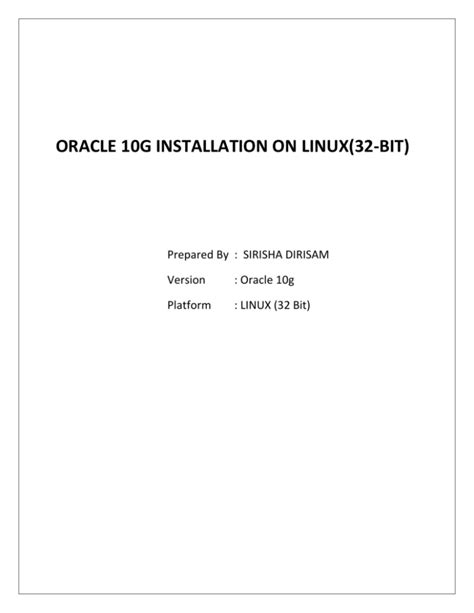 Oracle 10g Installation