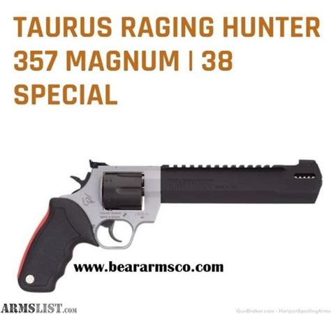 ARMSLIST - For Sale: TAURUS RAGING HUNTER 357 MAGNUM 8.375" TWO TONE