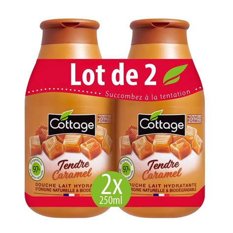 Cottage Gel Douche Lait Hydratant Tendre Caramel 2x250ml Pas Cher
