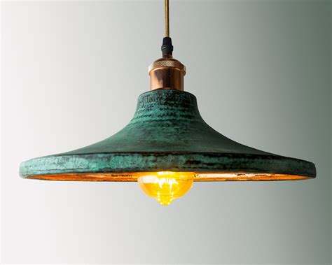 Oxidized Copper Pendant Lamp Shade Hammered Copper Kitchen Island Lighting Copper Industrial