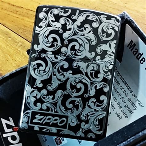 Jual Korek Api Zippo Custom Grafir Black Chrome Batik Zippo Design