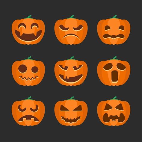 Conjunto De Icono De Calabaza De Halloween Aislado Vector Premium