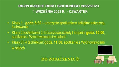 UWAGA ROZPOCZĘCIE ROKU SZKOLNEGO Zespół Szkół Technicznych im