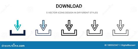 Icono De Descarga En El Contorno De L Nea Delgada Y Estilo De Trazo