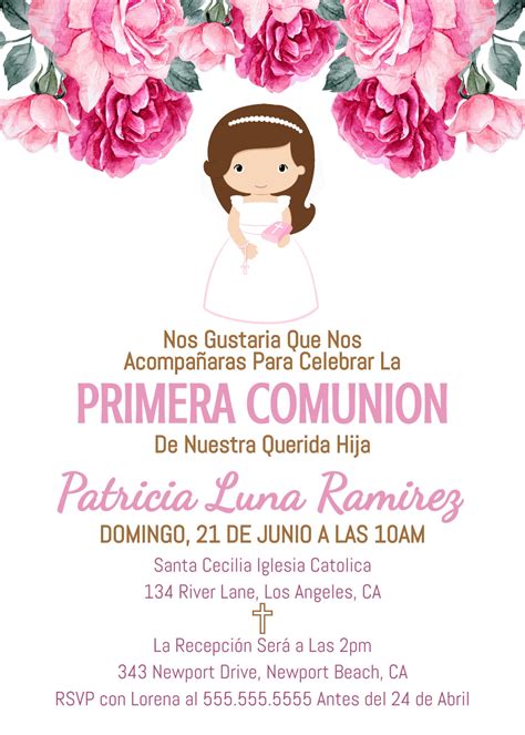 Invitacion Primera Comuni N Printable First Communion Etsy Sweden