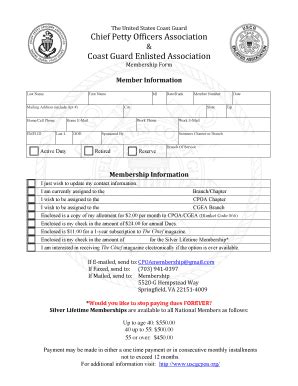 Fillable Online Uscgcpoa Membership Applications U S Coast Guard