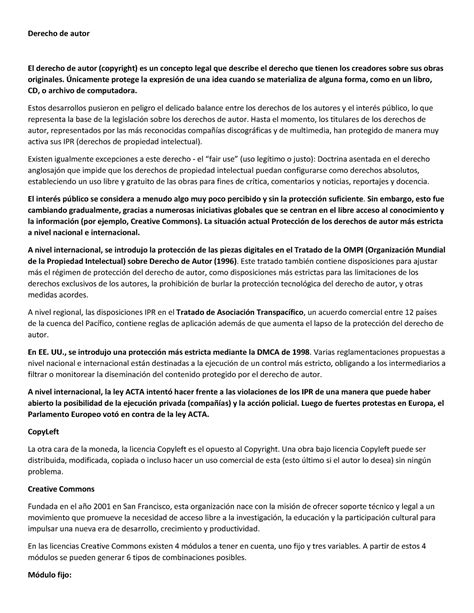 Canasta Legal Parte 2 Resumen Derecho De Autor El Derecho De Autor