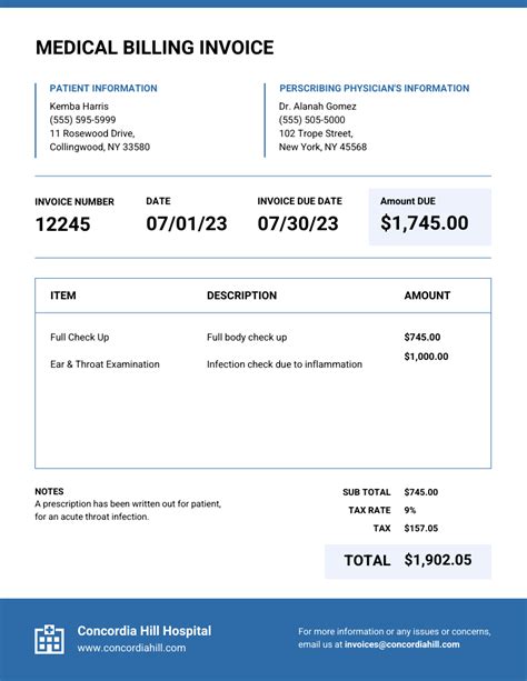 Medical Billing Invoice Template