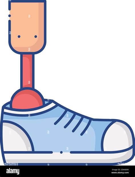 prótesis de pierna con zapato de estilo plano icono ilustración