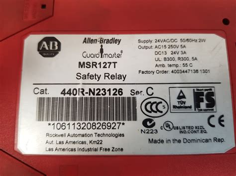 Allen Bradley Msr127t Safety Relay 440r N23126 Serc Aeliya Marine