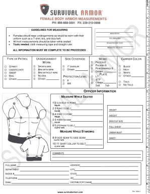 Fillable Online OFFICER INFORMATION Survival Armor Fax Email Print