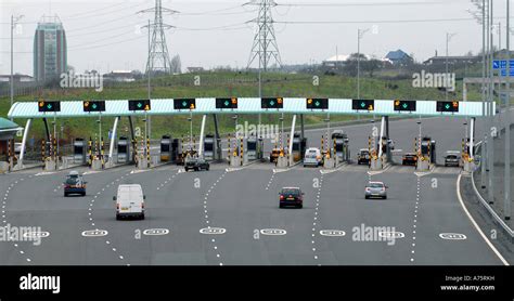 THE PAYMENT BOOTHS PLAZA ON THE M6 TOLL ROAD MOTORWAY NEAR CANNOCK ...