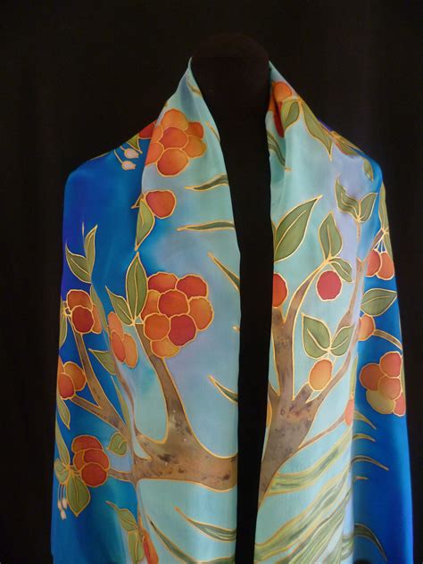 Silk Scarf Hand Painted By Annaalbert Cherries Collection X Cm