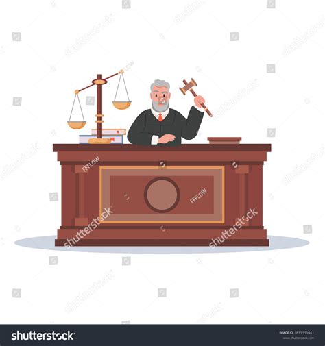 Judge Character Hammer Cartoon Vector Illustration Stock Vector ...