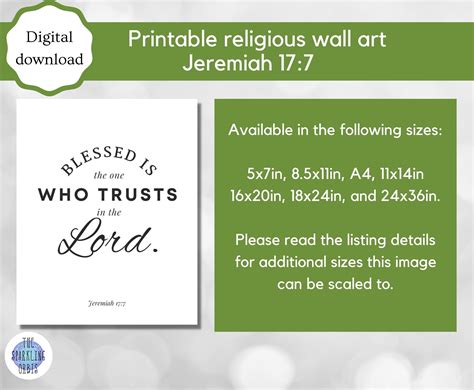 Printable Bible Verse Wall Art Jeremiah 177 Kjv Religious Wall Art