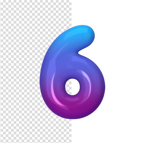 Premium Psd Number 6 Gradient From Blue To Purple Number In The Form Of 3d Balloons