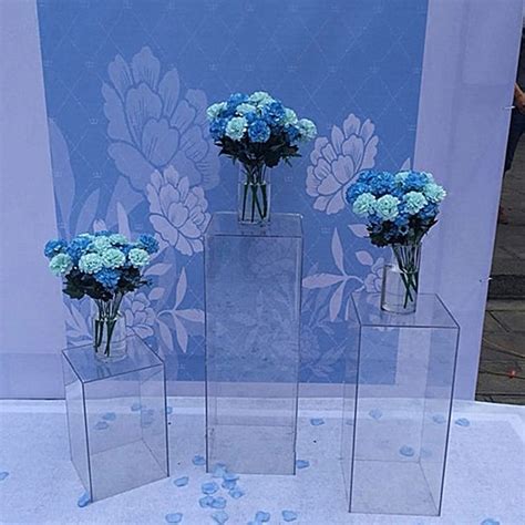 Acrylic Wedding Flower Stand Aisle Crystal Clear Square Column Etsy