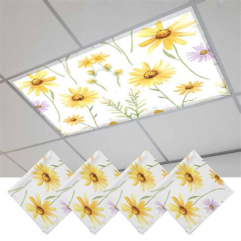 pcs yellow daisy flowers leaf fluorescent light covers simple style