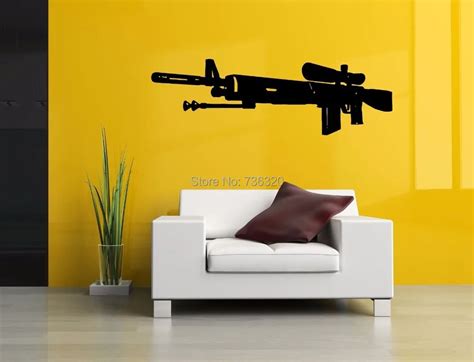 New Gun Vinyl Wall Decal Sniper Rifle Gun Large Mural Art Wall Sticker ...