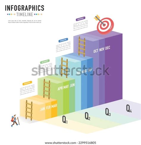 Stair Ladder Isometric Timeline Infographic Template Stock Vector