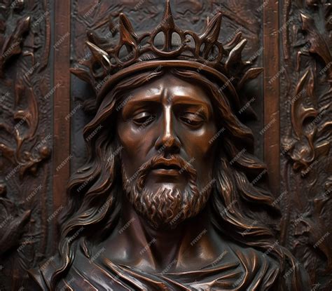 Premium Ai Image A Close Up Of A Statue Of Jesus Wearing A Crown