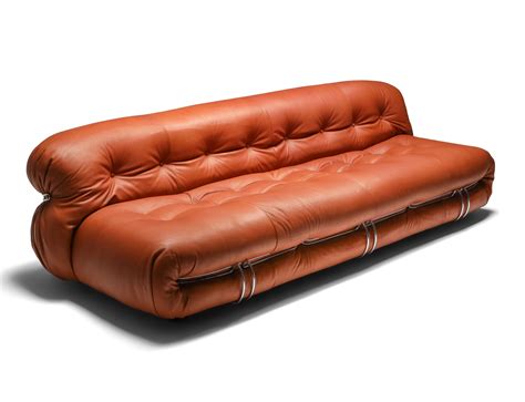 Cassina Soriana Cognac Leather Sofa By Afra And Tobia Scarpa 1970s 140726