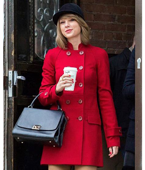 Taylor Swift Double Breasted Coat | Women Red Wool Coat - Jackets Creator