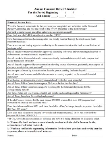 Free 4 Financial Statement Review Checklist Samples In Pdf Doc