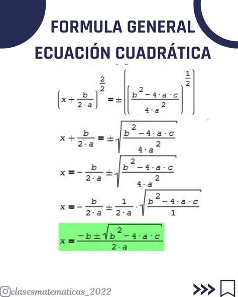 FÓrmula General EcuaciÓn CuadrÁtica Ecuaciones Educacion Gratuita