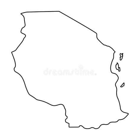 Tanzania Map Outline Vector Illustration Stock Vector - Illustration of ...