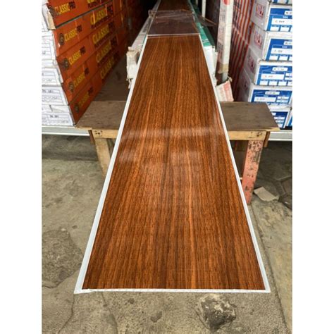 Jual Plafon PVC Serat Kayu Coklat Tua Glossy PG 014 Shopee Indonesia