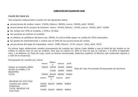 Ejercicios Flujos De Caja Ejercicio De Flujos De Caja Flujo De Caja