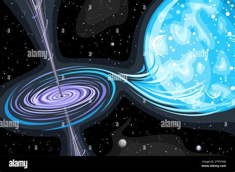 Vector Illustration Of Black Hole Astronomical Horizontal Poster With