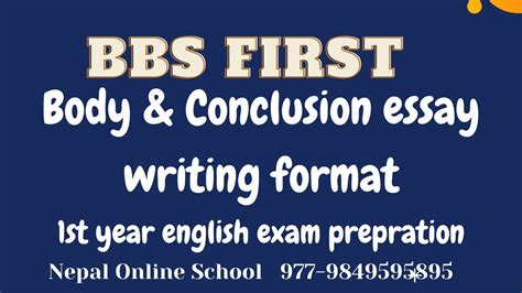 Body Conclusion Essay Writing Format In English Bbs First Year