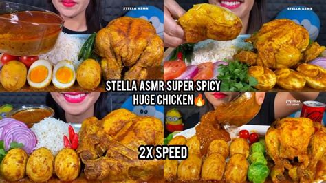 Stella Asmr Super Spicy Huge Chicken Curry 🍗🍛 Egg Masala Curry 🥚🥵