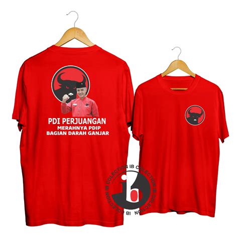 Jual Kaos T Shirt Pria Wanita Kaos Murah Sablon Dtf Logo Pdi Perjuangan Ganjar Shopee Indonesia