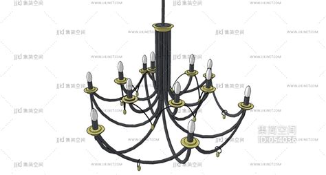 19美式金属铁艺水晶烛台吊灯sketchupsu草图模型下载 【集简空间】「每日更新」