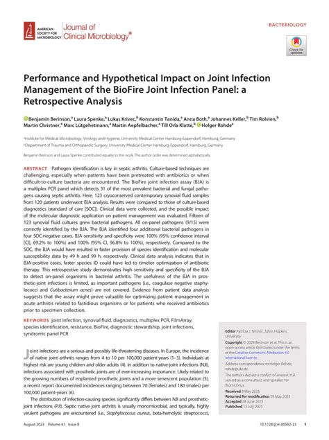 PDF Performance And Hypothetical Impact On Joint Infection Management